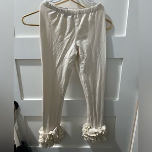 Girls Mustard Pie Ivory ruffle leggings size 10